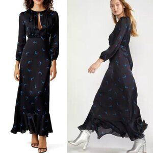 Cynthia Rowley Seabreeze Black Cherry Print Maxi Dress 17515